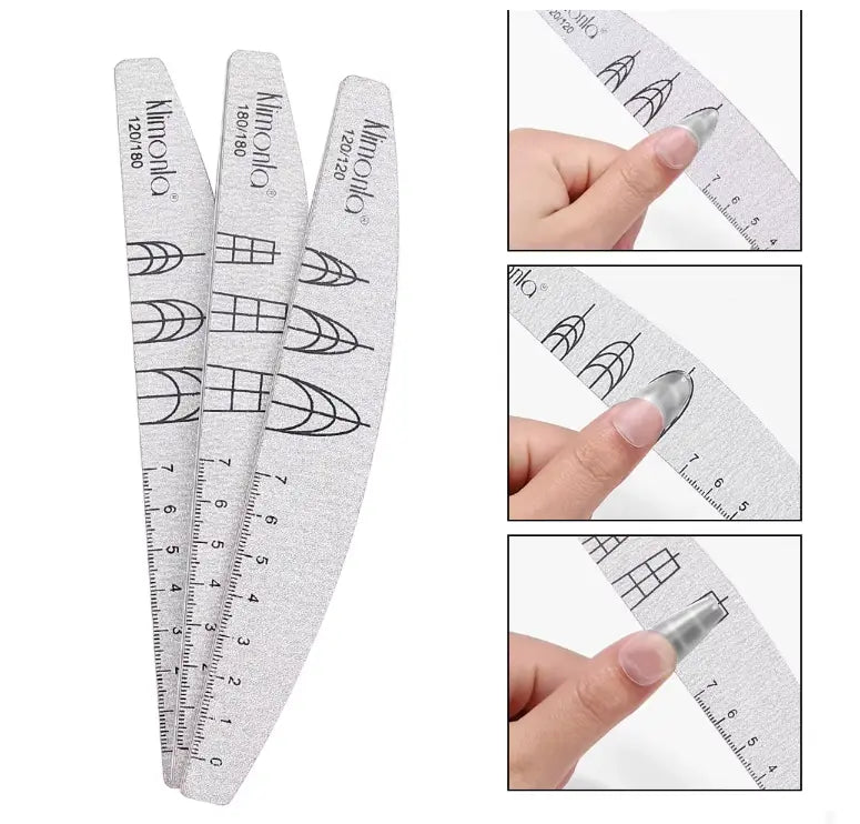 Professional Guideline Nail Tip Direction Files Set of 9pcs in Coffin/Oval/Almond Shape
