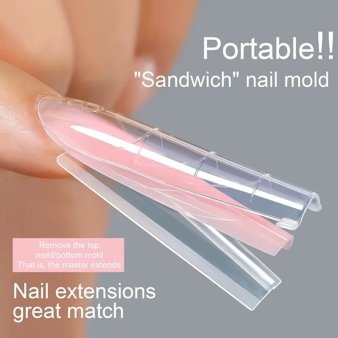 Sandwich Dual Nail Forms for Builder Gel Molding Nails Extension (Reusable, 256 Pcs, 4 Shapes available)