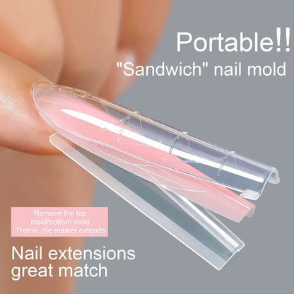 Sandwich Dual Nail Forms for Builder Gel Molding Nails Extension (Reusable, 256 Pcs, 4 Shapes available)