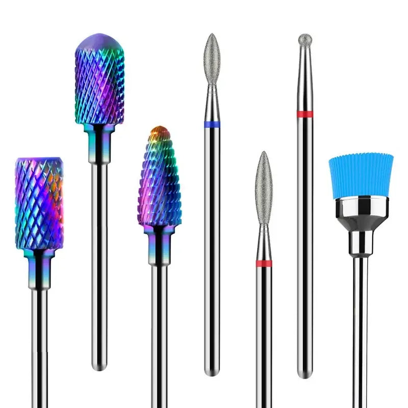 Tungsten Carbide Diamond Nail Drill Bits Set 7Pcs