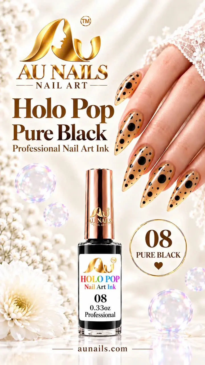 AU Holo Pop Bubble Effect Nail Art Ink 08 – Pure Black 0.33oz