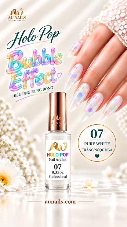 AU Holo Pop Bubble Effect Nail Art Ink 07 – Ivory White 0.33oz
