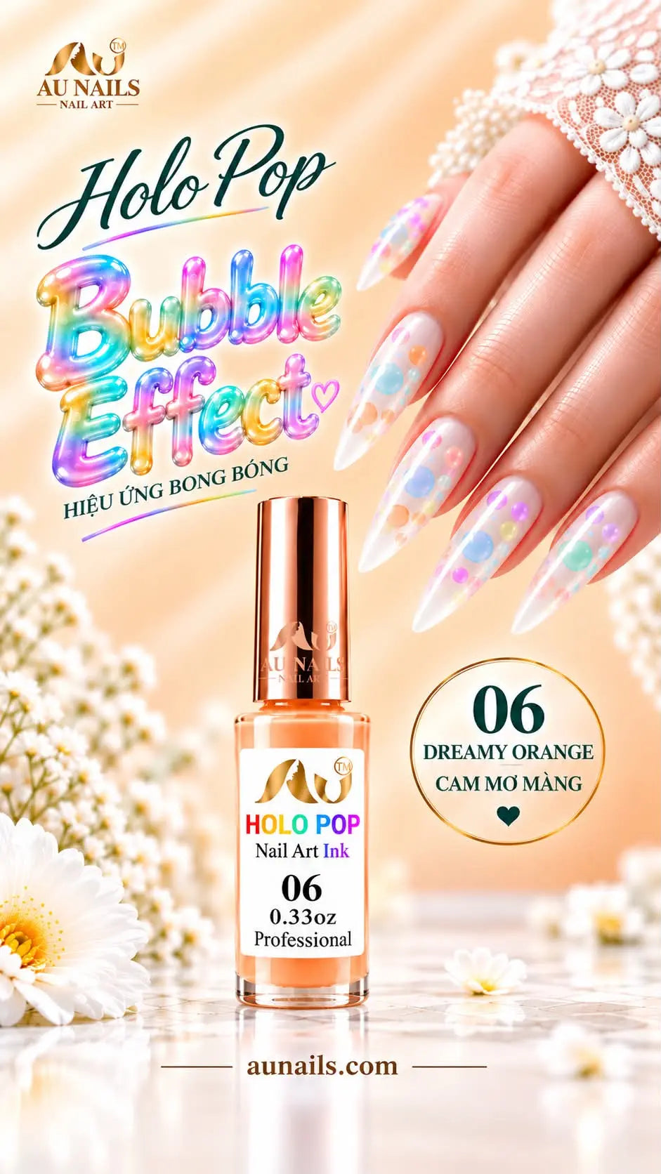 AU Holo Pop Nail Art Ink 06 – Dreamy Peach 0.33oz