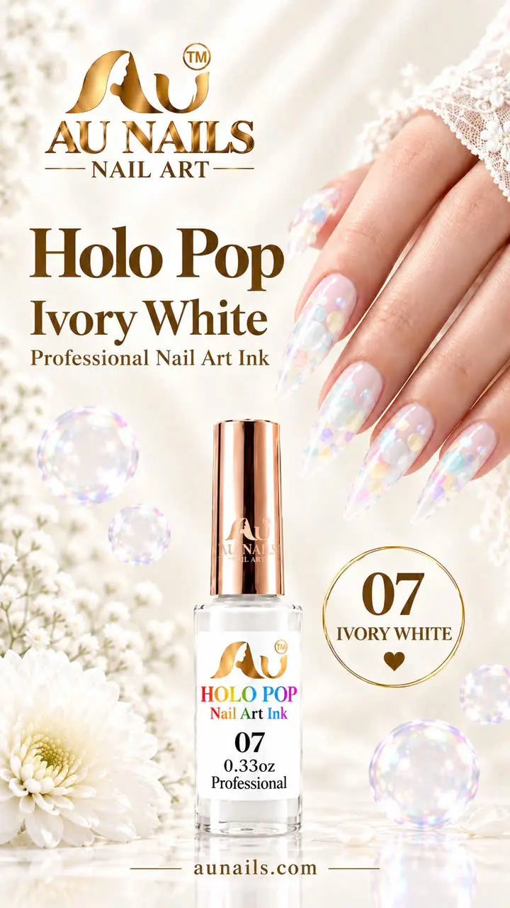 AU Holo Pop Bubble Effect Nail Art Ink 07 – Ivory White 0.33oz