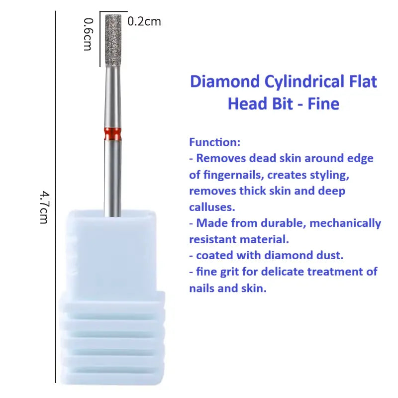 Best selling Diamond Cuticle Clean Nail Drill Bit (Cylindrical Flat Head &amp; Inverted Head)