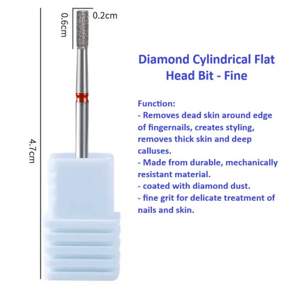 Best selling Diamond Cuticle Clean Nail Drill Bit (Cylindrical Flat Head &amp; Inverted Head)