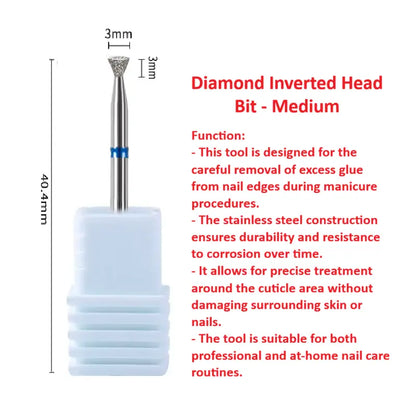 Best selling Diamond Cuticle Clean Nail Drill Bit (Cylindrical Flat Head &amp; Inverted Head)