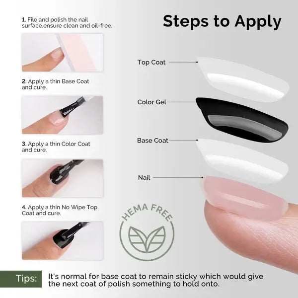 Top Coat &amp; Base Coat - HEMA-Free &amp; HPMA-Free &amp; TPO-Free Gel Nail Polish 0.5 fl oz/15ml