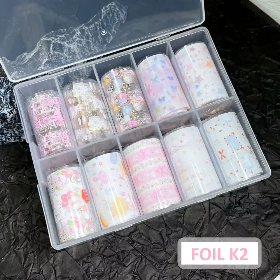 Transfer Foil Korean Style Design Box of 10 rolls (Many Styles Pick by choice)