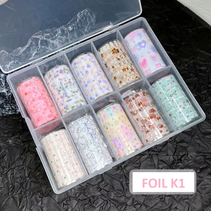 Transfer Foil Korean Style Design Box of 10 rolls (Many Styles Pick by choice)