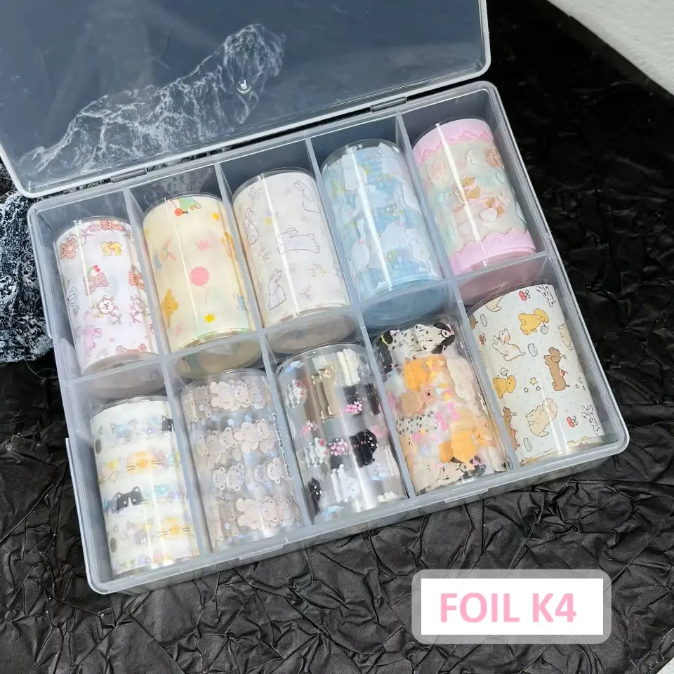 Transfer Foil Korean Style Design Box of 10 rolls (Many Styles Pick by choice)