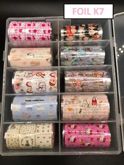 Transfer Foil Korean Style Design Box of 10 rolls (Many Styles Pick by choice)