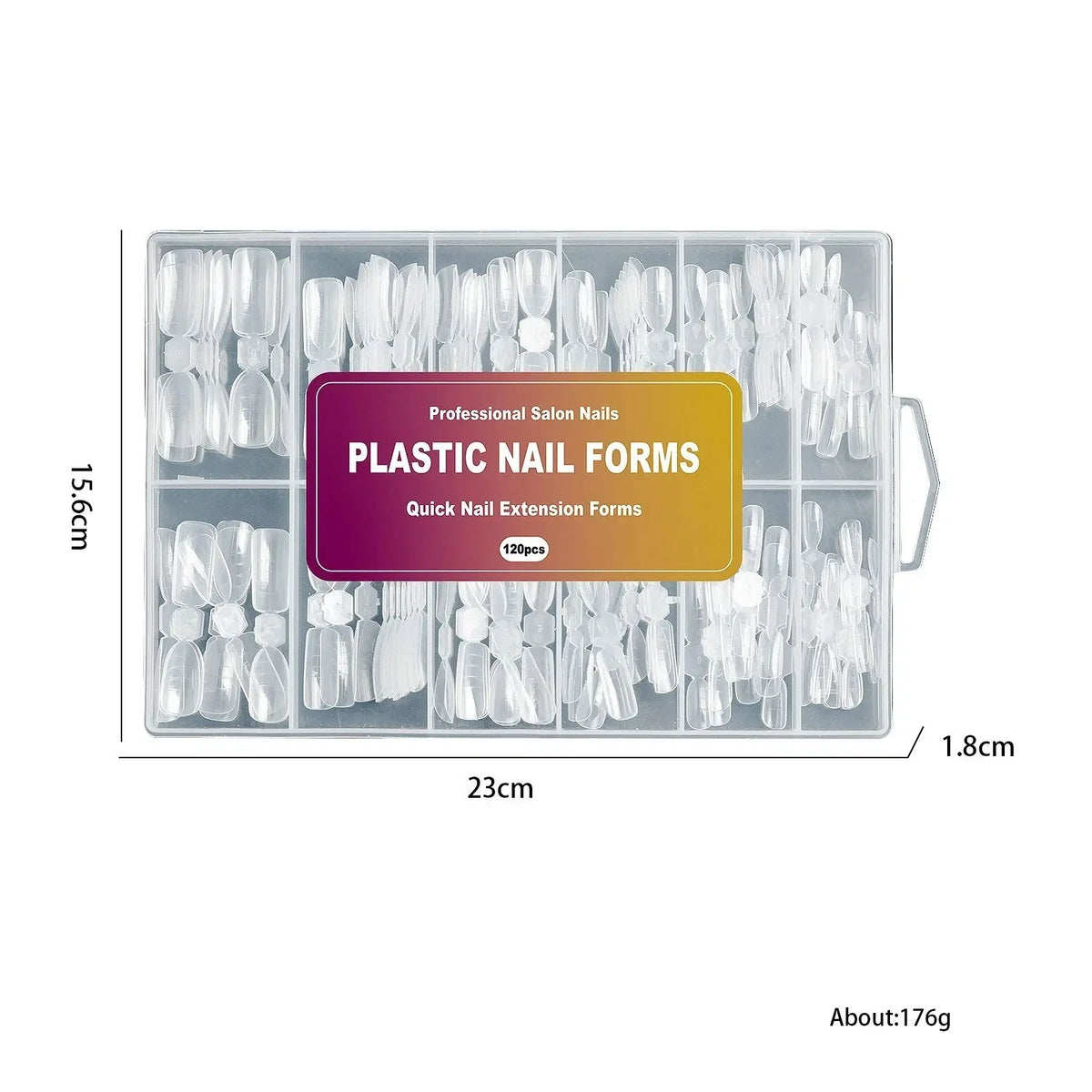 120Pcs Nail Forms Extension 2-in-1 (Almond &amp; Square) &amp; Nail Fixation Clips