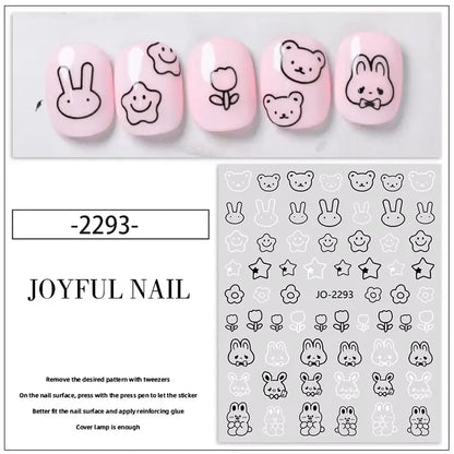 Cute Bunny Design Stickers Nail Art Decoration (Set of 4)