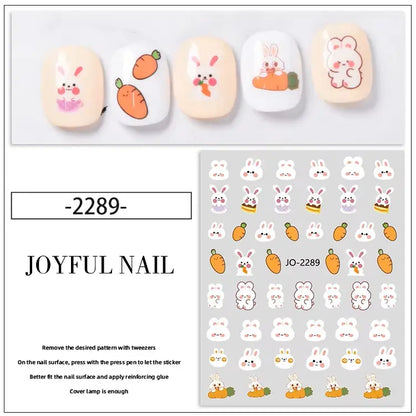 Cute Bunny Design Stickers Nail Art Decoration (Set of 4)