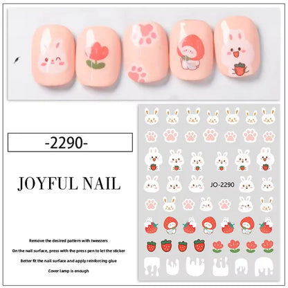 Cute Bunny Design Stickers Nail Art Decoration (Set of 4)