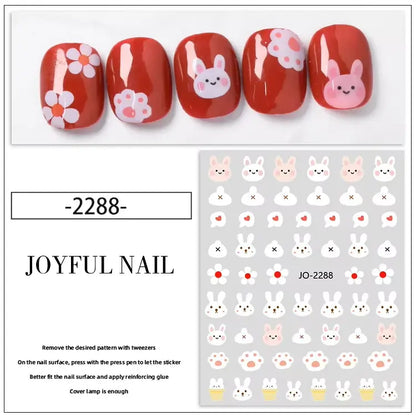 Cute Bunny Design Stickers Nail Art Decoration (Set of 4)