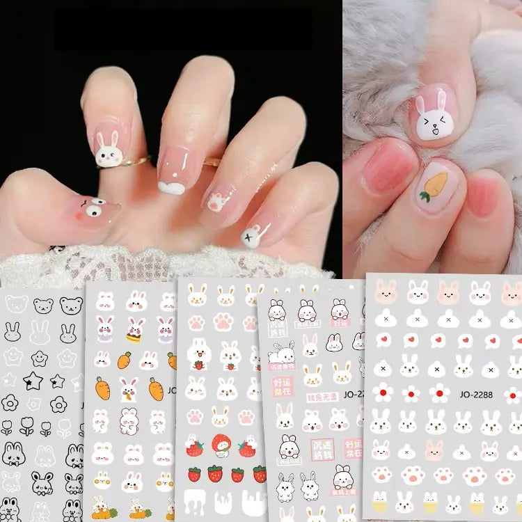 Cute Bunny Design Stickers Nail Art Decoration (Set of 4)