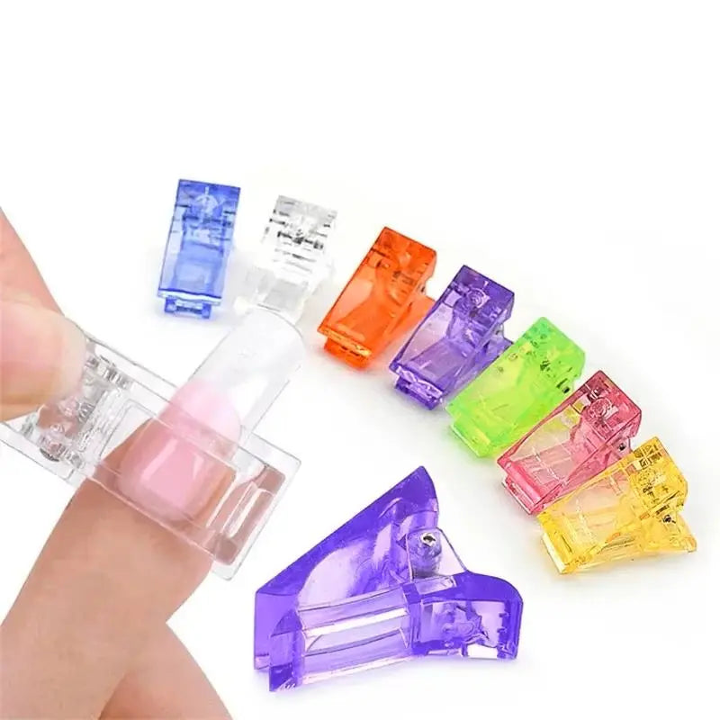 10pcs Nail Fixation Clamp Clips for Poly Builder Gel DIY Extension (random colors)