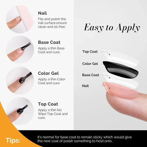 Glossy Top Coat &amp; Base Coat Nail Gel Polish 2Pcs 15ml