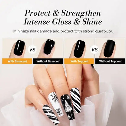 Glossy Top Coat &amp; Base Coat Nail Gel Polish 2Pcs 15ml
