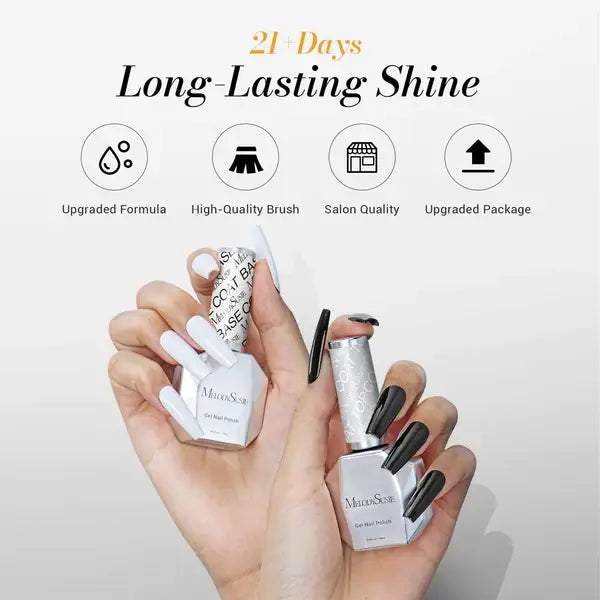 Glossy Top Coat &amp; Base Coat Nail Gel Polish 2Pcs 15ml