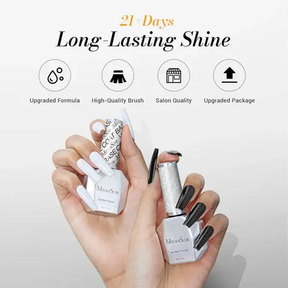 Glossy Top Coat &amp; Base Coat Nail Gel Polish 2Pcs 15ml
