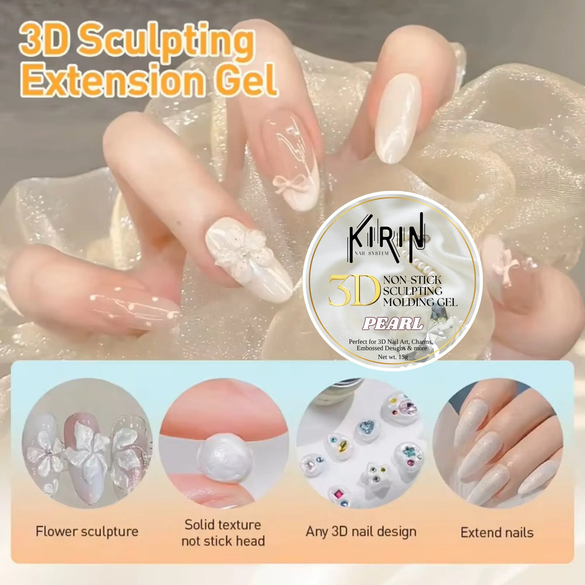 KIRIN 3D Non-stick Sculpting Molding Jam Gel 15g - Available in Clear/White/Pearl White