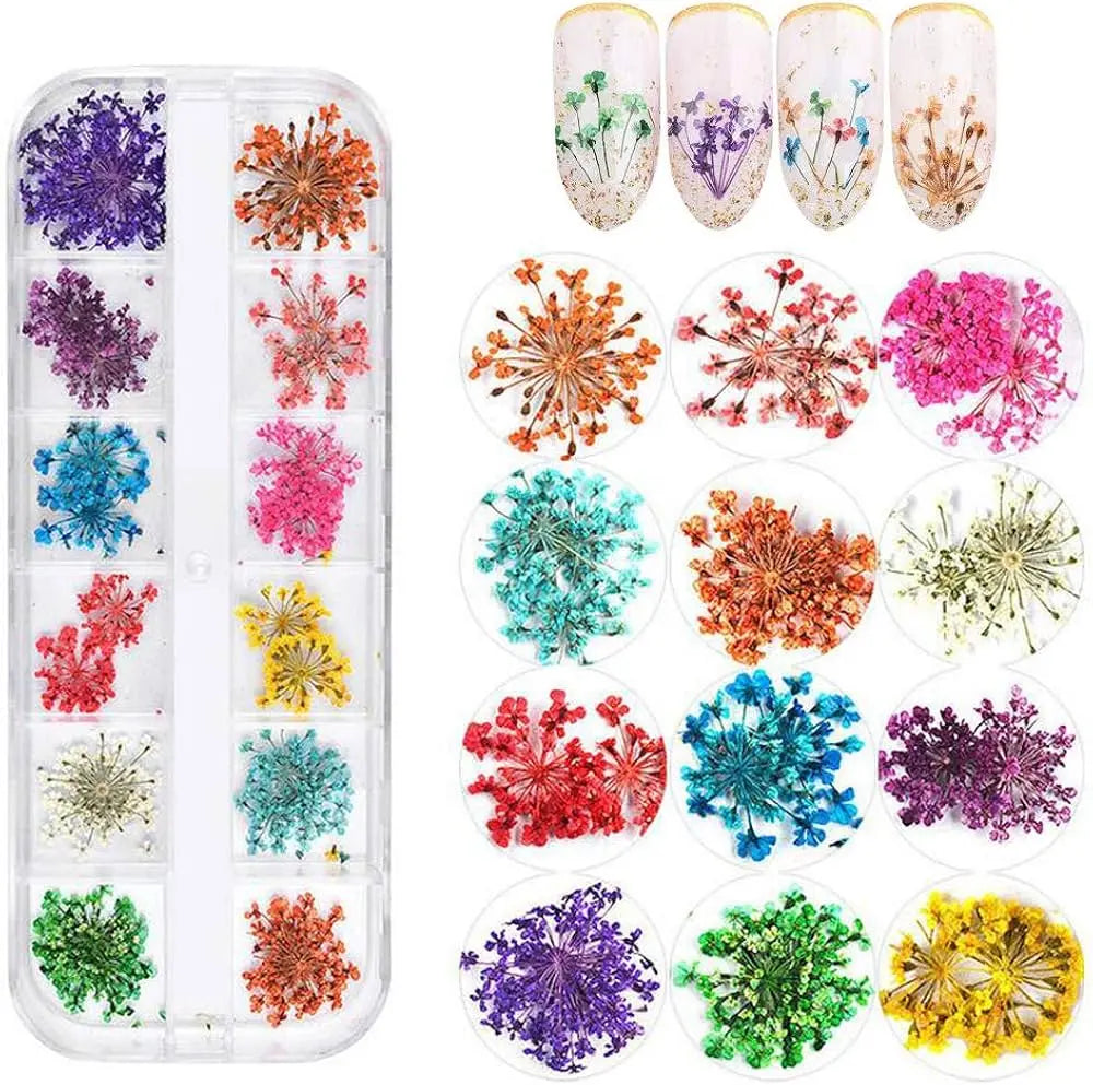 AU NAILS 12-Color Dried Flowers for Nail Art