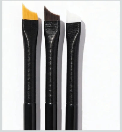 Curved Head Easy French Tip Nail Brush, Black Soft-Bristled, Pack of 3