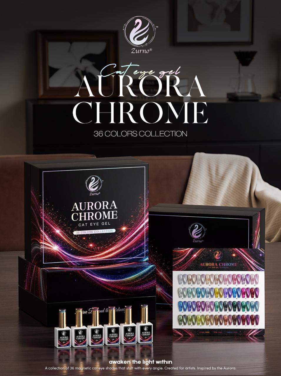 Aurora Chrome collection - 36 colors cateye gel