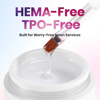 Beetles Hard Gel HEMA &amp; TPO-Free &amp; Low Heat, Clear Builder Nail Gel for Pro