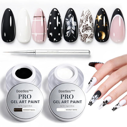 Beetles PRO Black &amp; White Painting Gel for Nail Art, Creamy Gel