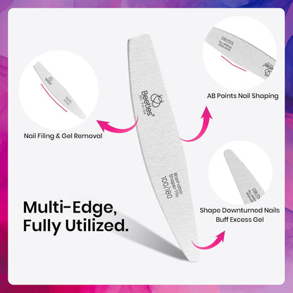 Beetles Pro Nail File and Buffer 3Pcs 100/180/240 Grit Double Sided Tool