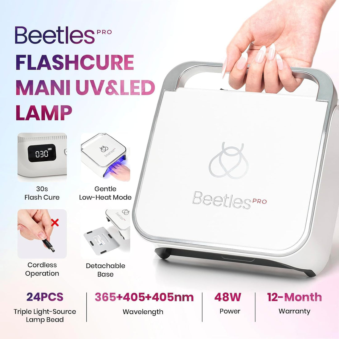 Beetles Pro Flashcure UV LED Nail Lamp 24 Triple Source Beads Gel Polish
