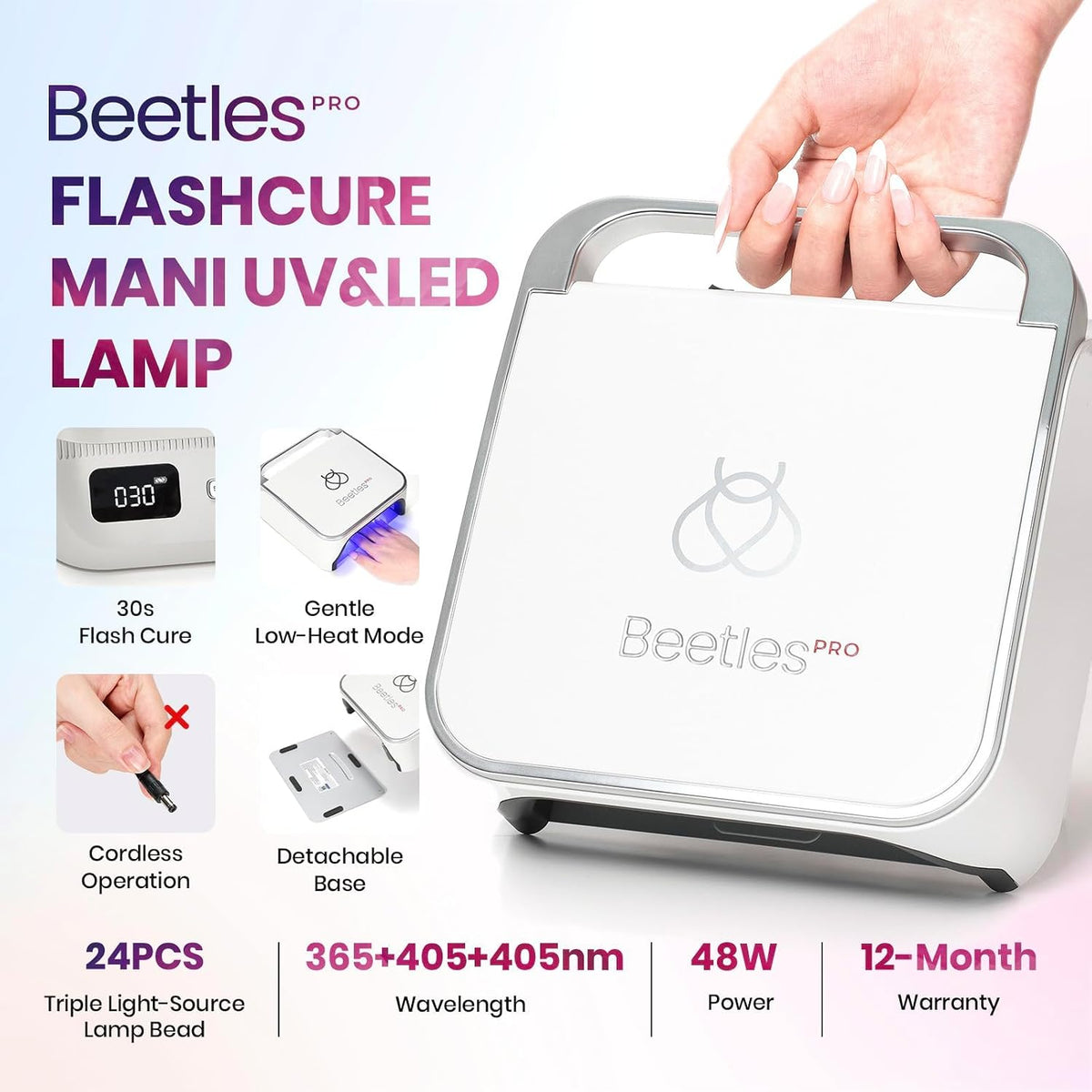 Beetles Pro Flashcure UV LED Nail Lamp 24 Triple Source Beads Gel Polish
