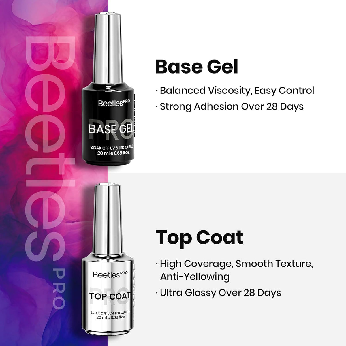 Beetles Pro Gel Top and Base Coat Professional Nail Supplies 2Pcs 20ml