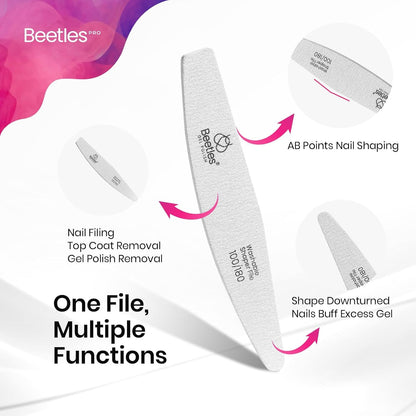 Beetles Pro 25-Pcs Nail File – Professional 100/180 Grit Double Sided