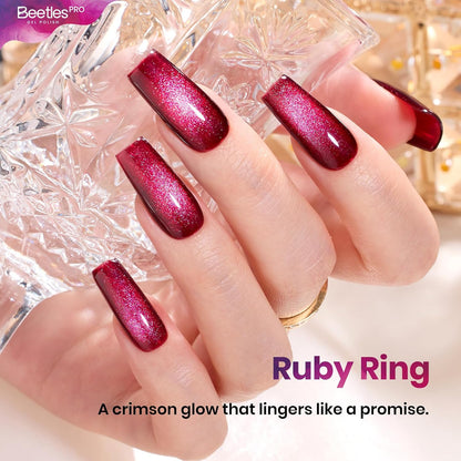 Beetles Cat Eye Gel Polish, Red Cat Eye Gel Magnetic, Ruby Ring