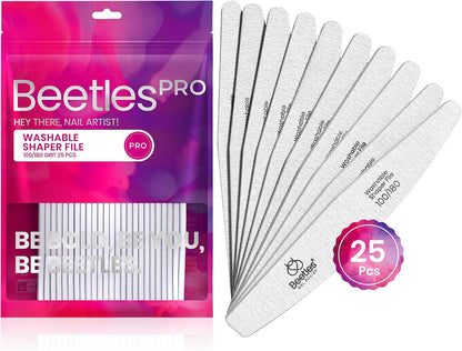 Beetles Pro 25-Pcs Nail File – Professional 100/180 Grit Double Sided
