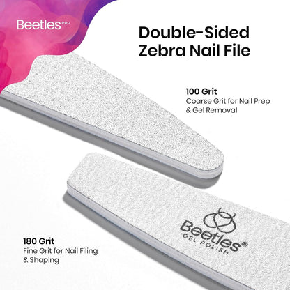 Beetles Pro 25-Pcs Nail File – Professional 100/180 Grit Double Sided