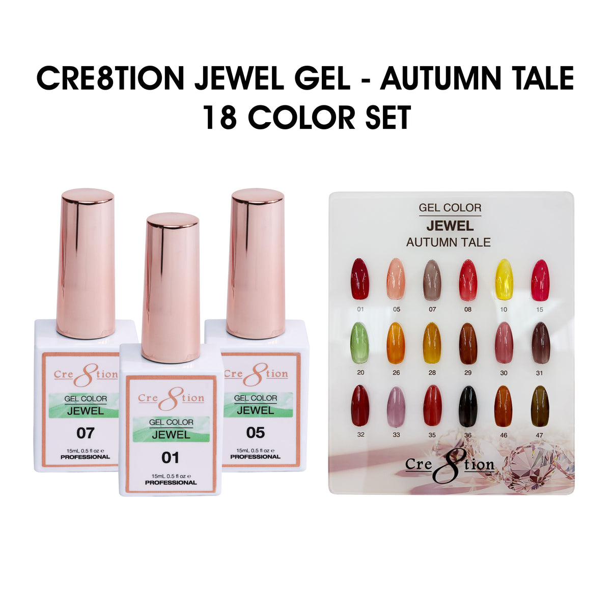 Cre8tion Jewel Gel Autumn Tale Collection – 18-Color Full Set