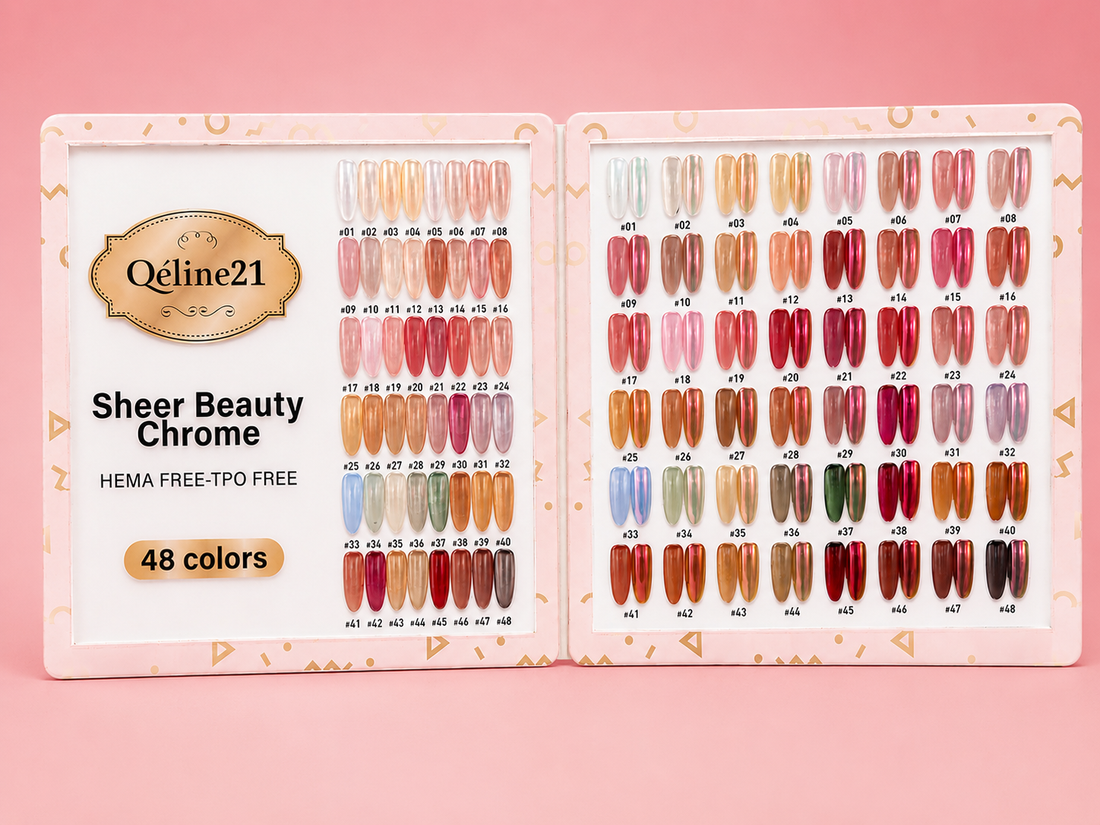 Qéline21 Sheer Beauty Chrome Gel Collection - 48 Colors, 0.5 fl oz Each