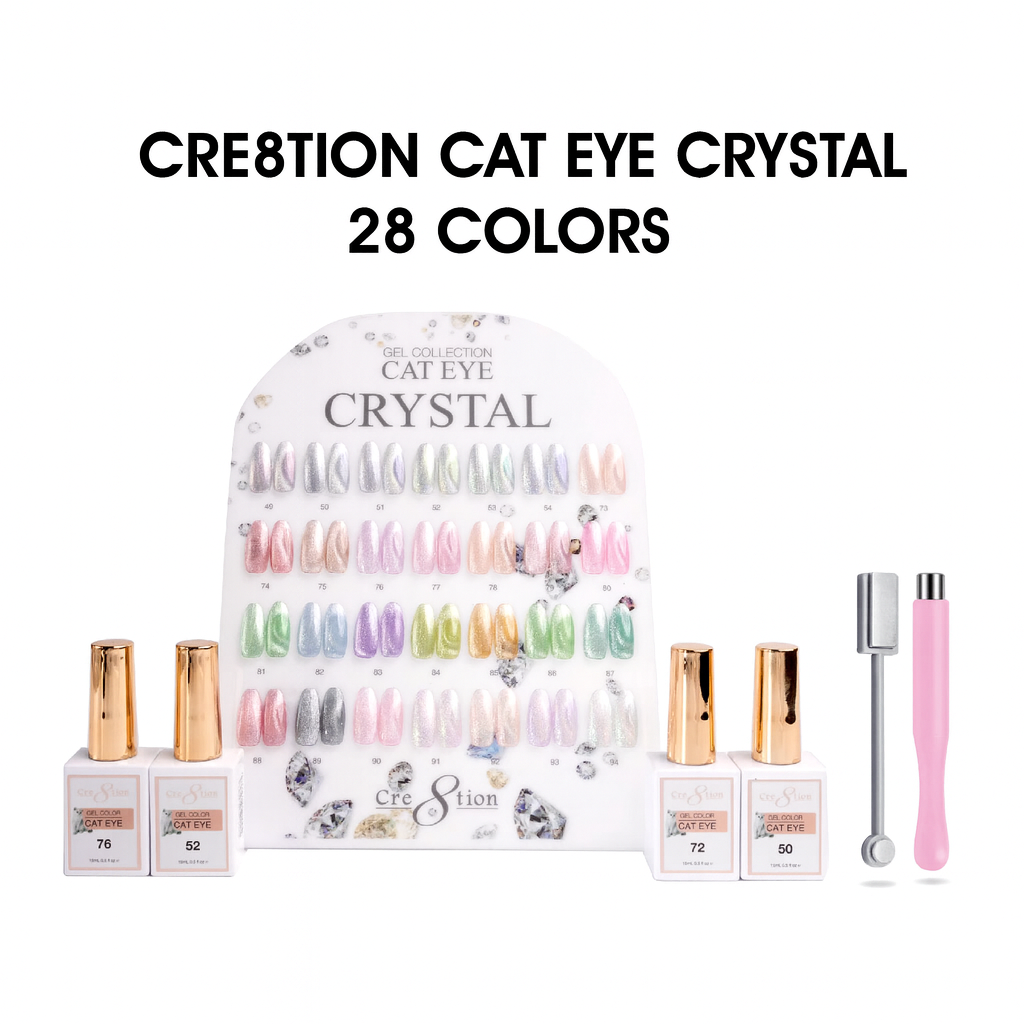 Cre8tion Crystal Cat Eye Gel Set - 28 Colors, 0.5 fl oz Each