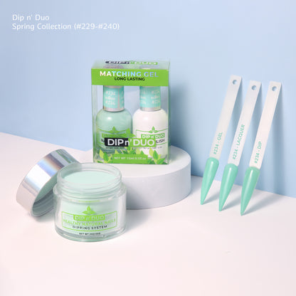 Dip n Duo Spring Collection – Mint Green Gel Polish, Nail Lacquer, &amp; Dipping Powder, Color 234