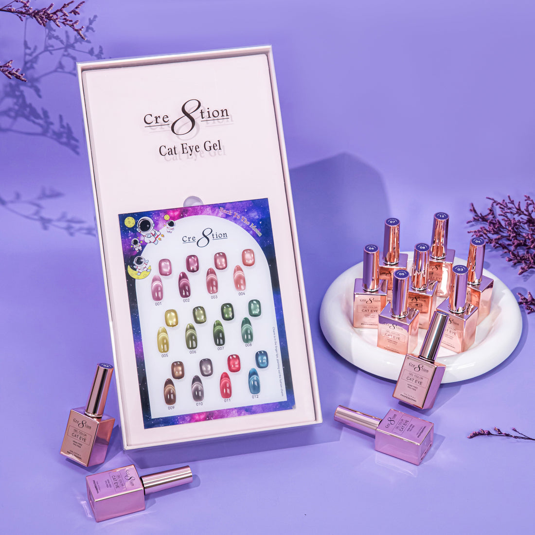 Cre8tion Back To The Moon Cat Eye Gel Kit – 12 Colors, 0.5 fl oz (15 mL) Each