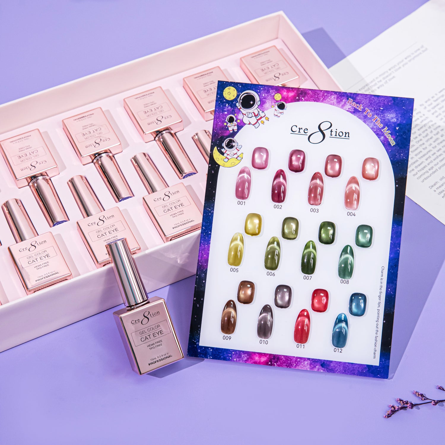 Cre8tion Back To The Moon Cat Eye Gel Kit – 12 Colors, 0.5 fl oz (15 mL) Each