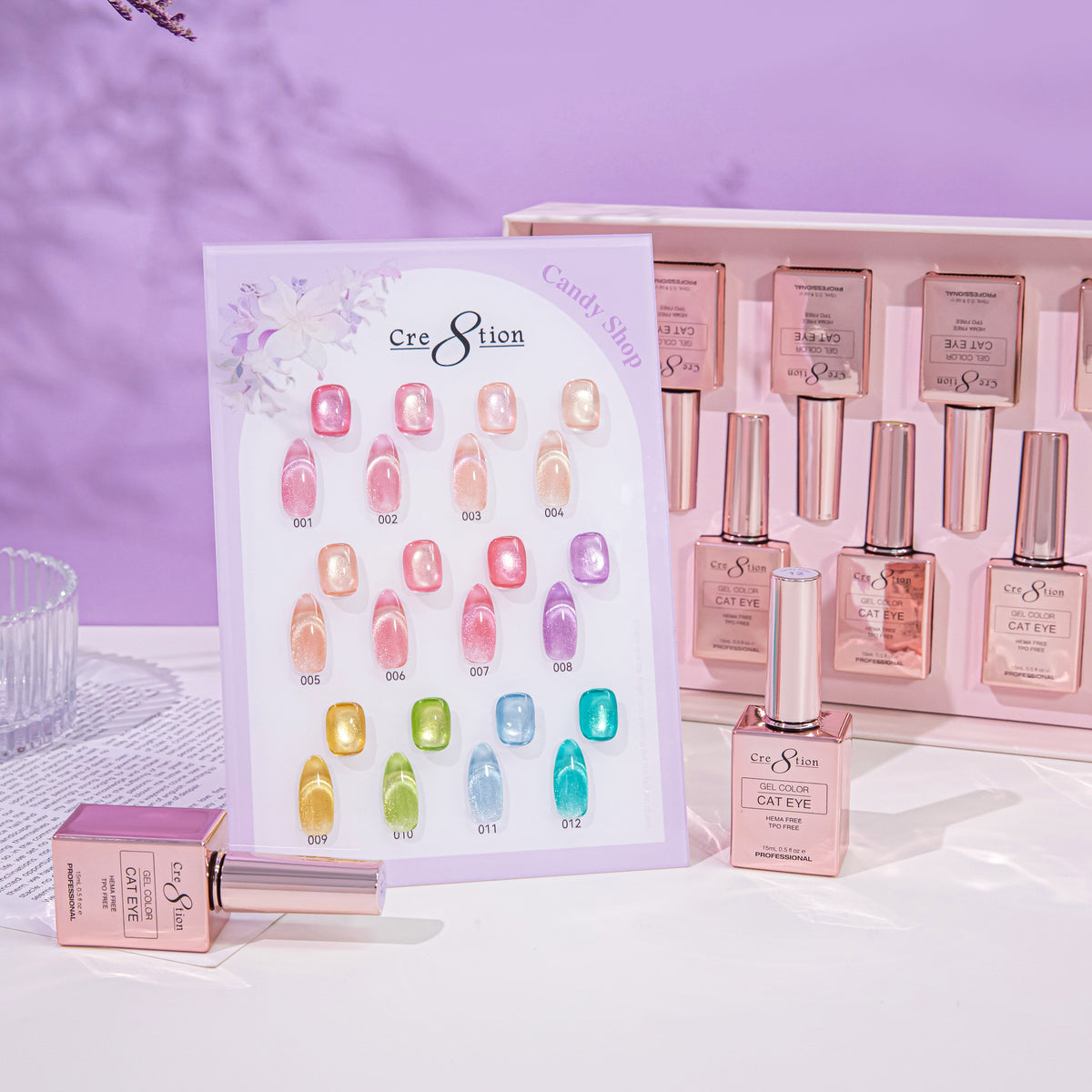 Cre8tion Cat Eye Candy Shop Gel Kit – 12 Colors, 0.5 fl oz (15 mL) Each