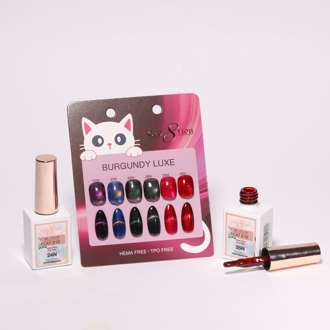 Cre8tion Burgundy Luxe Cat Eye Gel Set - 6 Colors, 0.5 fl oz Each