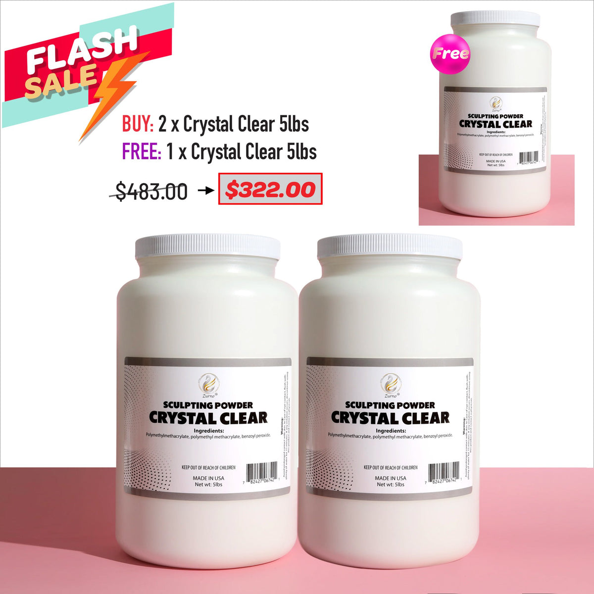 FLASH SALE - 5lbs Crystal Clear / Natural Pink Bundle